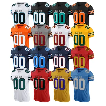 Wholesale Personalized Cheap Men Embroidered Retro American Football Jersey Custom Rugby Shirts for 32 Teams