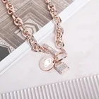 Necklace Fashion Chunky Chain Gold Initial Diamond Pave Necklace With Lock Pendant For Women