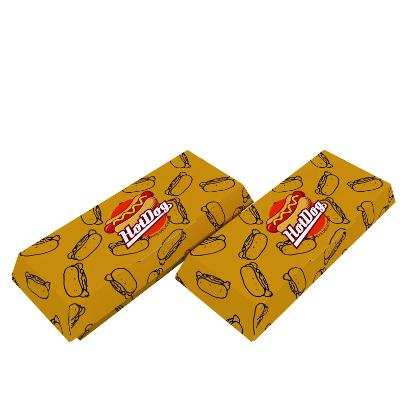 product disposal custom printed hot dog box fast food container package takeaway kraft paper boxes for snack burger sandwich-9
