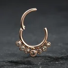 Titanium Cz Ring Piercing Ring ASTM F136 Titanium Gem CZ Clicker Hinged Segment Ring Body Piercing Jewelry Septum Ring