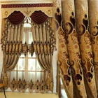 European Luxury Embossed 90% Blackout Valance Window Curtain For The Living Room Decorative Backdrops