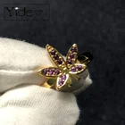 Rings Purple Vintage Fashion Maple Leaf Rings Women Trendy Purple Cz Zirconia Gold Plated Rings