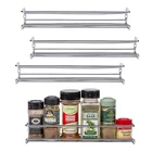 Rack Multi-layer Metal Linear Simple Punchless Installation Simple Black Stainless Steel Wall Hanging Spice Rack Kitchen