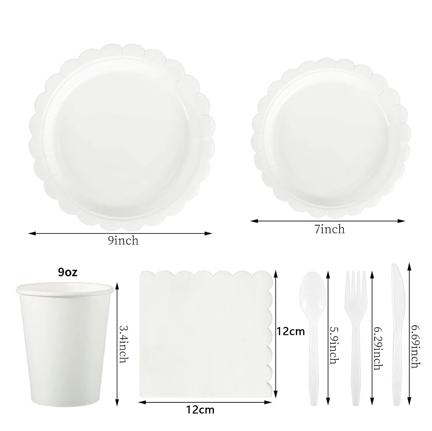 Solid color Party Tableware Set White Lace Edge Birthday Party Decorations Pure color Disposable Paper Plates And Cups