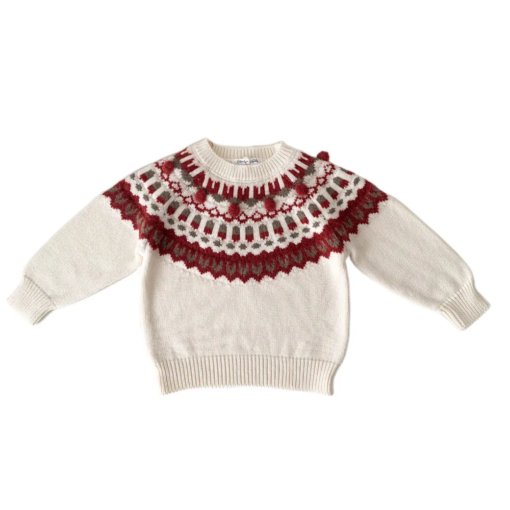 Autumn Winter Baby Christmas sweater jacquard ball pullover sweater Baby new