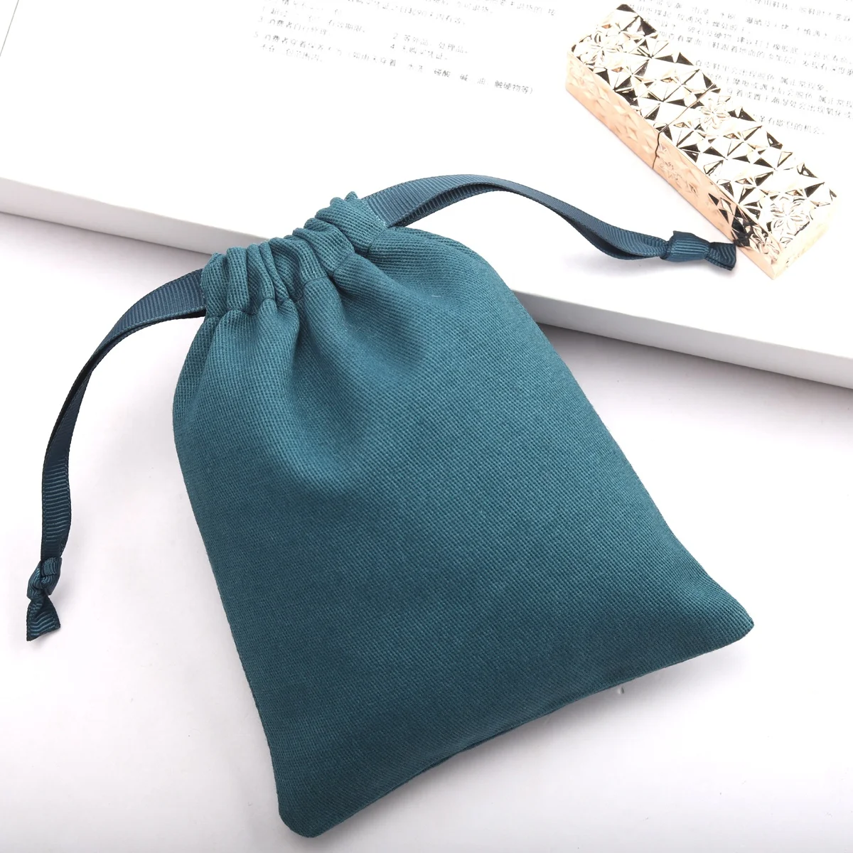 Hot Sale Navy Blue Cotton Twill Dust Shaver Gift Card Packing Bag High Quality Cotton Muslin Dust Drawstring Pouch