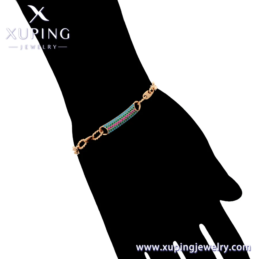A00908488 XUPING First order Over $50 free shipping luxury hand jewelry 18K gold color Synthetic CZ 3A+ Stone cuff bracelets