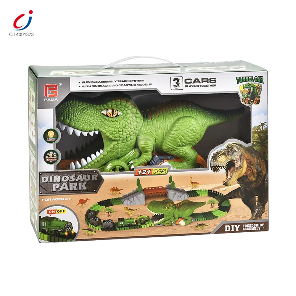 Chengji jouets building slot toy dinosaur railway train track flexible toys diy electric rail track train gift toys for boy