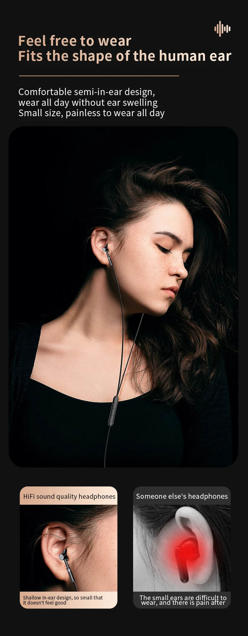 High Quality Type C Wired Earphones Bass in Ear Headphone Sports Earbuds With Mic Type C Wired Earphone