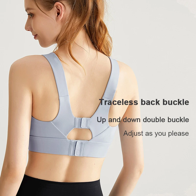 Vendors One-Piece Fixed Chest Pad Double-Row Adjustable Back Buckle High Impact Running Sport Bra High Support Adjustable