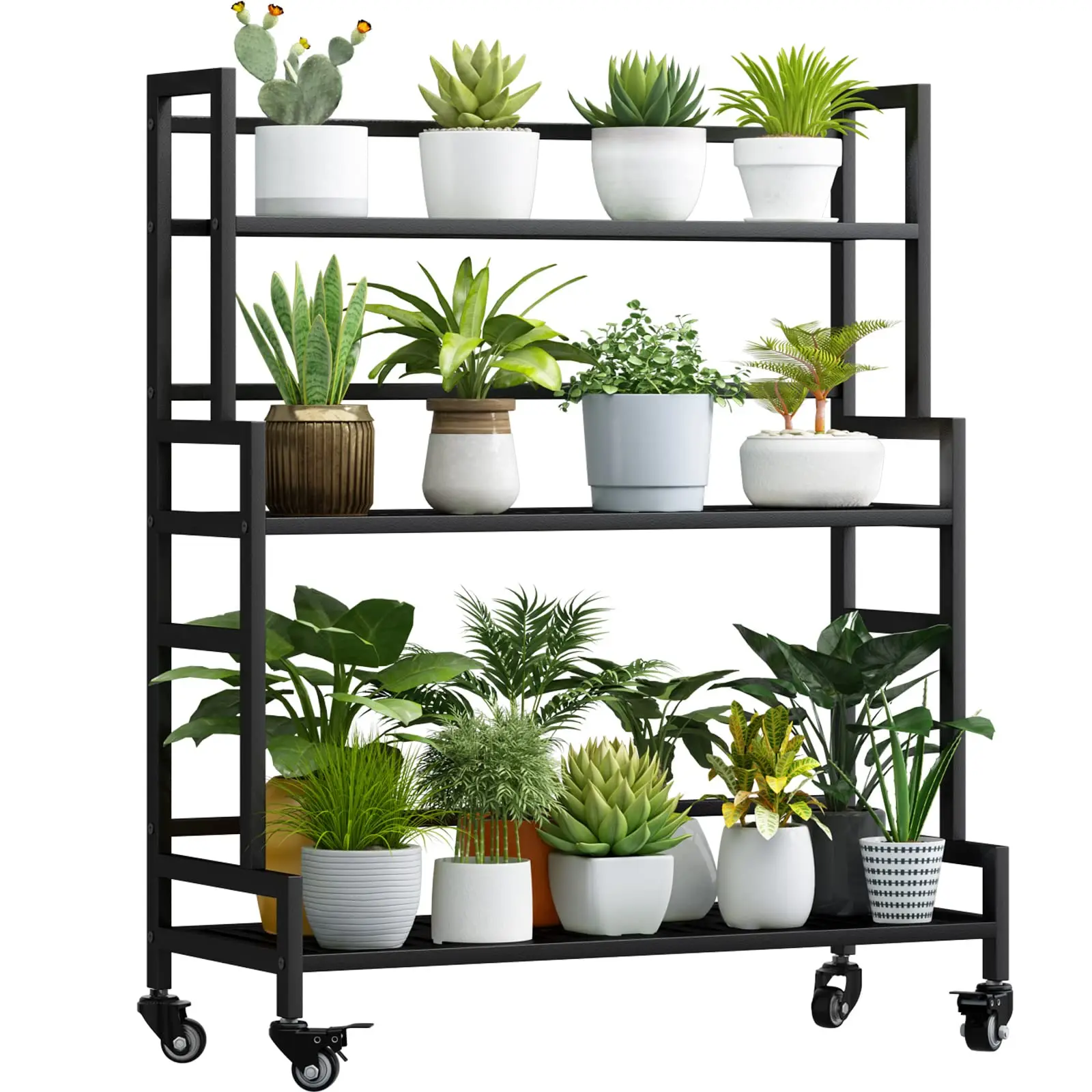 Garden Balcony Living Room Multiple Plants Potted Ladder Plant Holder Table 3 Tier Metal Outdoor Plant Stand