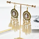 Earrings Beaded High Grade Products Women's Long Tassel Earrings Stone Beaded Earrings