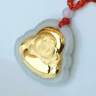 Jade Pendant High Jewelry Natural Hetian Jade Pure Gold Buddha Pendant Necklace
