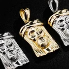 Silver 925 Sterling Silver Jesus Pendant Gold Plated Hip Hop Necklace