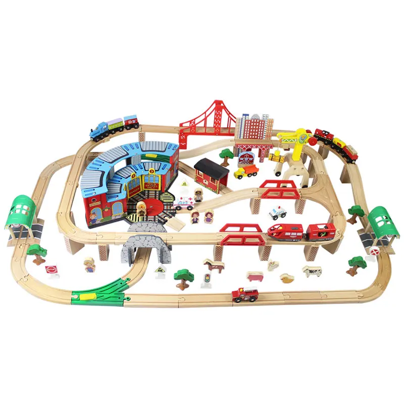 motorized wooden train set