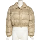 Jacket Kliou W21Y05586 Fall Solid Zipper Crop Top Long Sleeve Bubble Jacket Women Puffer Jacket