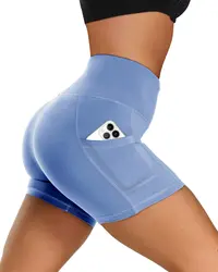 Custom LOGO High Waist Buttery Soft Workout Spandex Yoga Shorts Leggings with Pockets Biker Shorts for Women