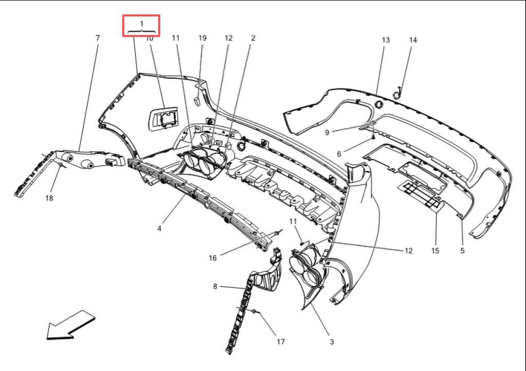 Good Quality ABS Plastic Used Car Parts Rear Bumper For Maserati Levante 2017 OE 670085550 factory