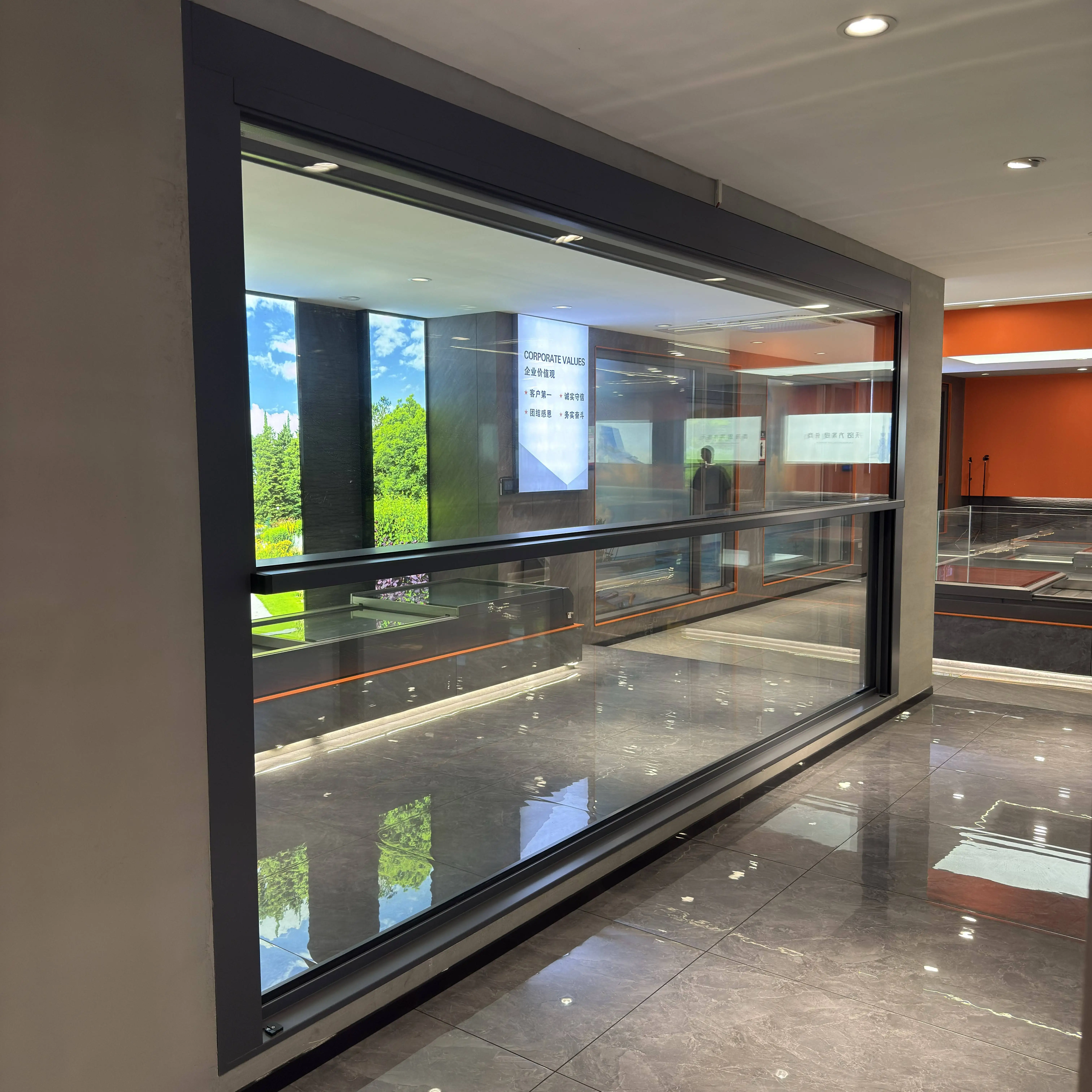 aluminum frame double glass large automatic lifting window -1
