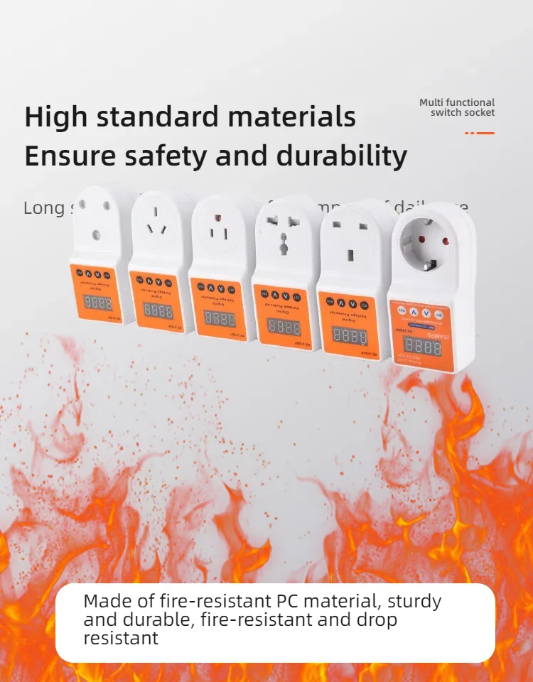 220v dual plug safety protector overload surge protection for home appliances328-10