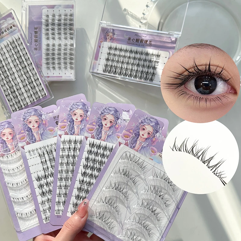 DIY Clusters Lashes Mixed Tray Manga Eyelash Extensions Anime Soft Wispy Spiky Individual Lashes Cluster Home Mixing Length