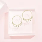 Hoop Earrings High-quality Retro Simple Zircon Pendant S925 Sterling Silver Geometric Hoop Earrings