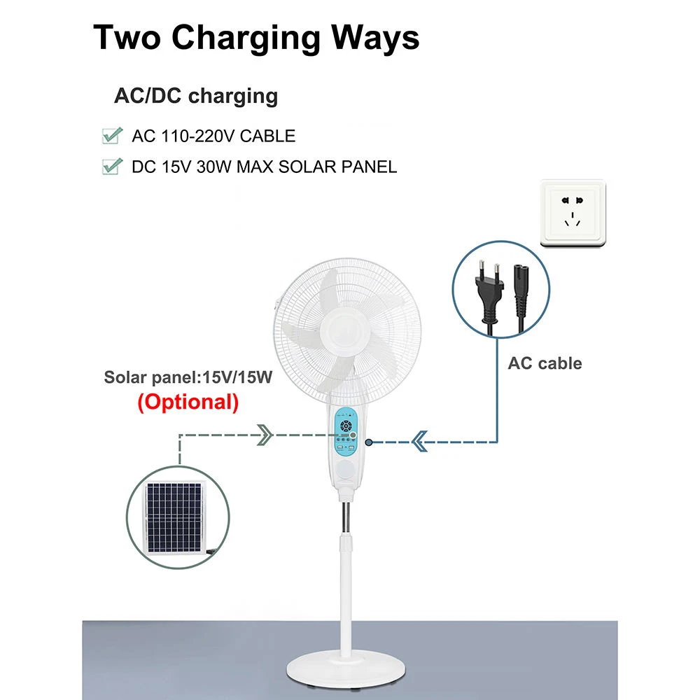 Rechargeable Standing Fan, Solar, 30W, Plastic - detail 4