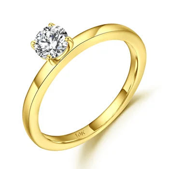 Abiding 10K Yellow Gold Ring Woman VVS 0.5Ct 5mm D Color Promise Moissanite Diamond Solitaire Engagement Ring Gold Jewelry