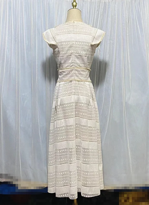 JUES Wholesale Fashion Vintage Lace Midi Long Dress Casual Women Lady Elegant Women's Clothing Dresses