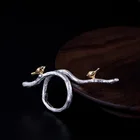 S925 Silver Creative Retro Vine Ring Adjustable Branch Animal Bird Ring