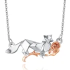 Necklace 925 Sterling Silver Jewelry Popular Romance Style Fox And Rose Silver Fox Necklace Fox Pendant