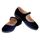 Shoes Blue High Quality Wholesale Kid Girls Princess Dress Shoes Casual Style Velvet Fabric Drak Blue For Little Baby