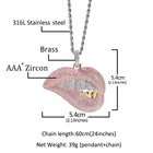 Pendant Necklace Micro-inlaid Pink Zirconium Sexy Biting Lip Rose Locket Pendant Necklace