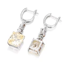 Hoop Wholesale Low Price Fashion Women Wedding Jewelry 925 Sterling Silver Yellow Cubic Zirconia Gemstone Hoop Earrings