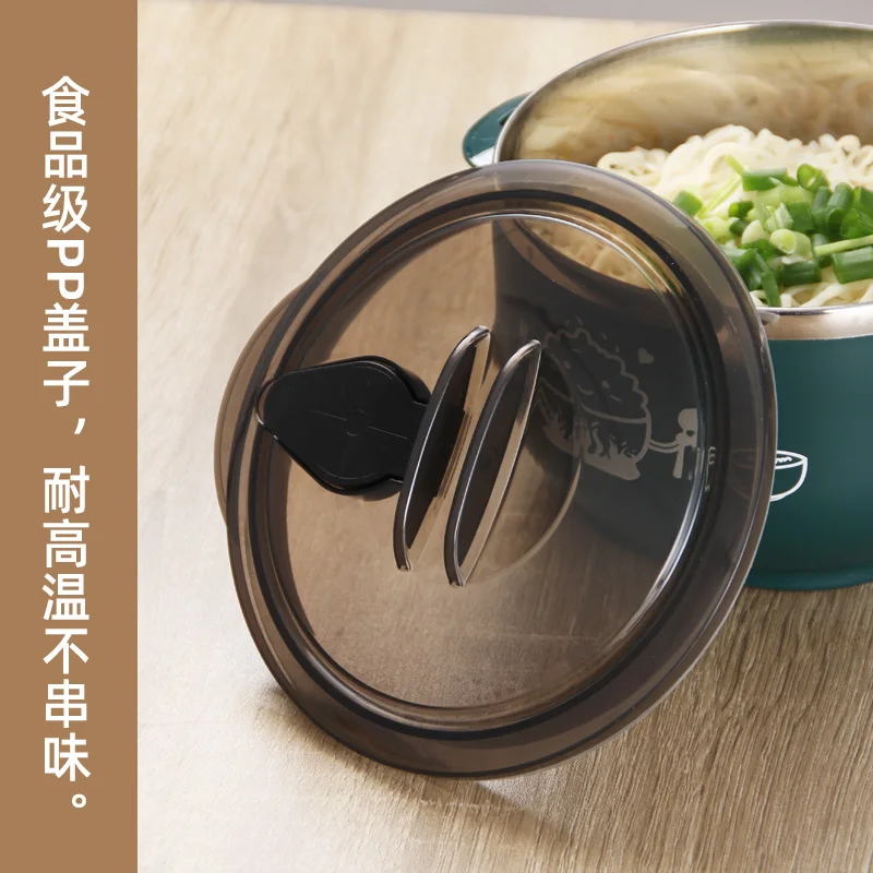 New Stainless steel double bowl of instant noodles Pet bowl Double insulation 304 stainless steel