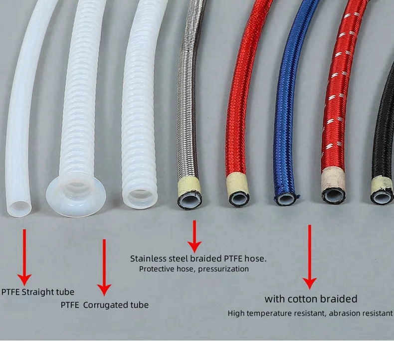 Customized Flexible Ptfe Plastic Corrugated Hose Bellows Tube