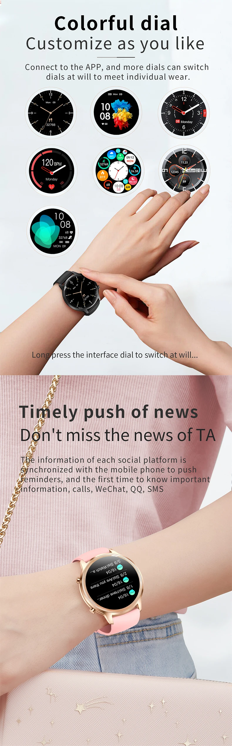 Hotselling 2024 Lady Smartwatch 1.32 Inch Heart Rate Blood Oxygen