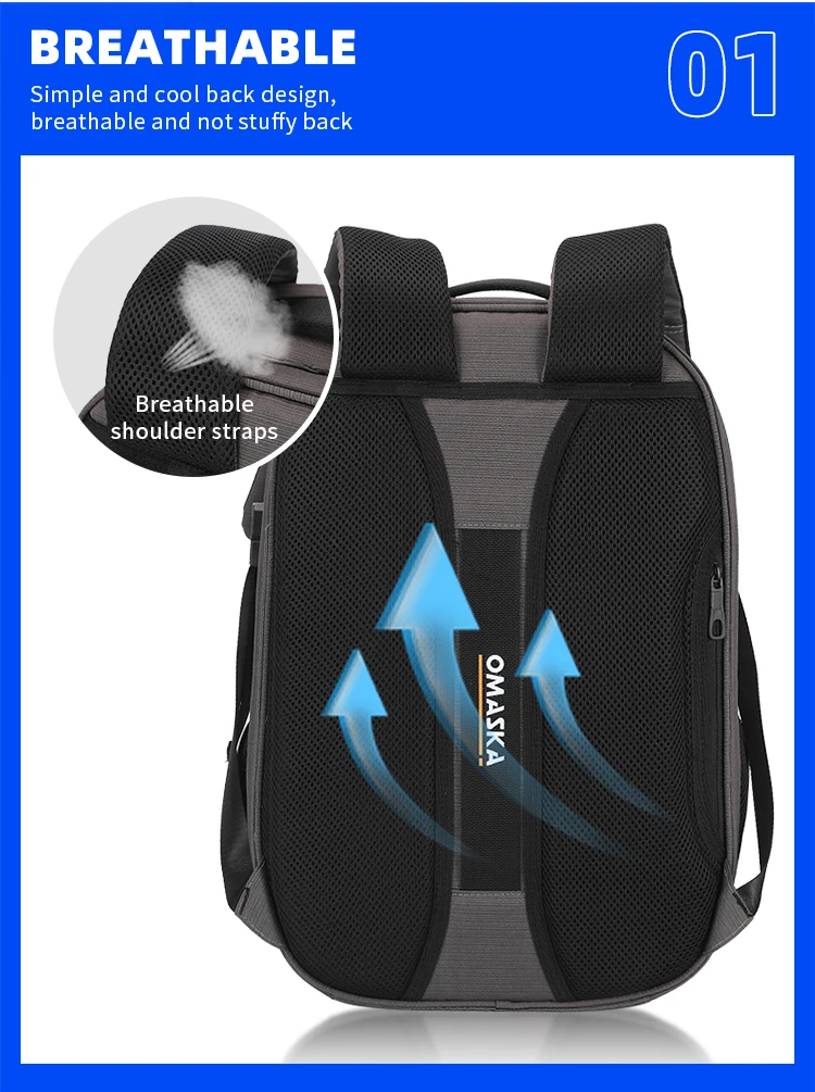 Outdoor Activities Water Resistant USB Charging Backpack Hard Shell Large Luggage Back Pack