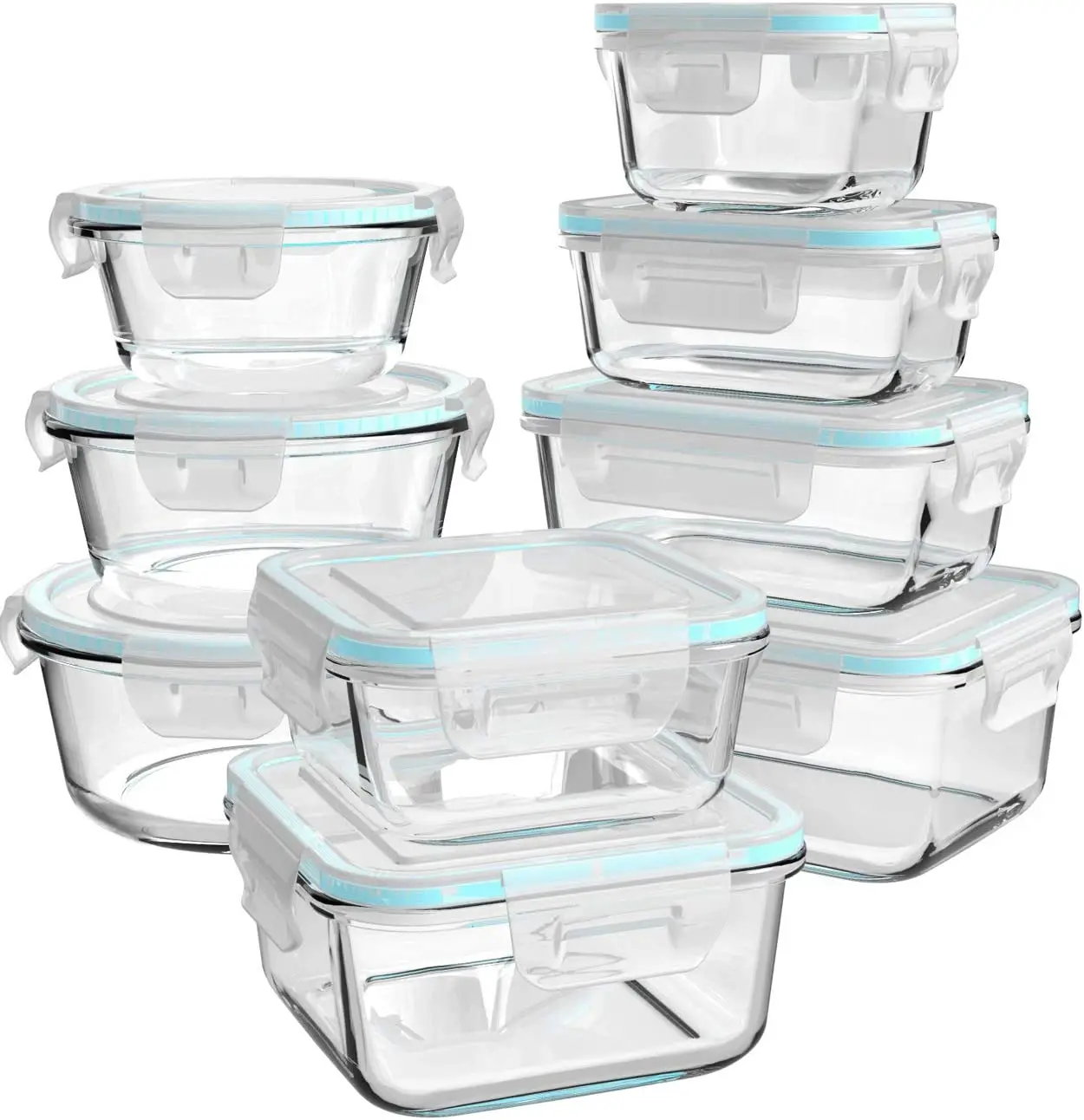 Newly Glassware Hinged Locking lids Lunch Box Kitchen Home Glass Tableware 2 Compartment Glass Meal Prep Containers