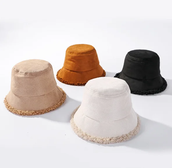 Buy Suede Bucket Hat,Warm Winter Hat 