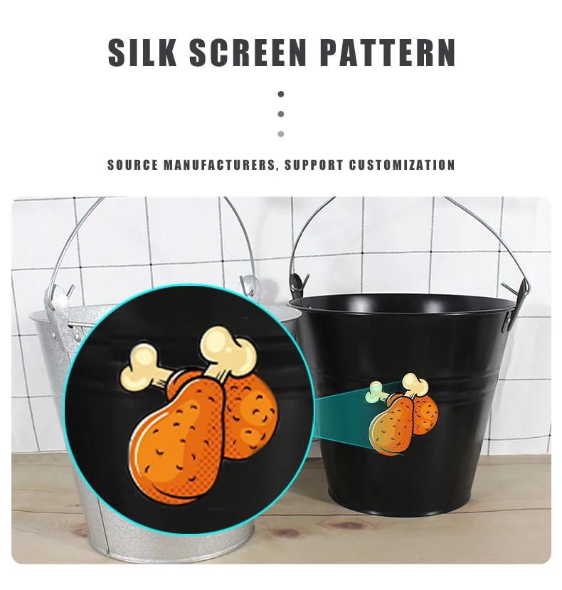 Most Popular Snack Storage Bucket With Handle Black Household Galvanized Iron Metal Snack Barrels