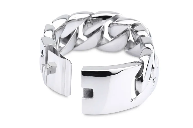 Carline New Bracelet Men Waterproof Fine Cuban Rough Silver Polishing