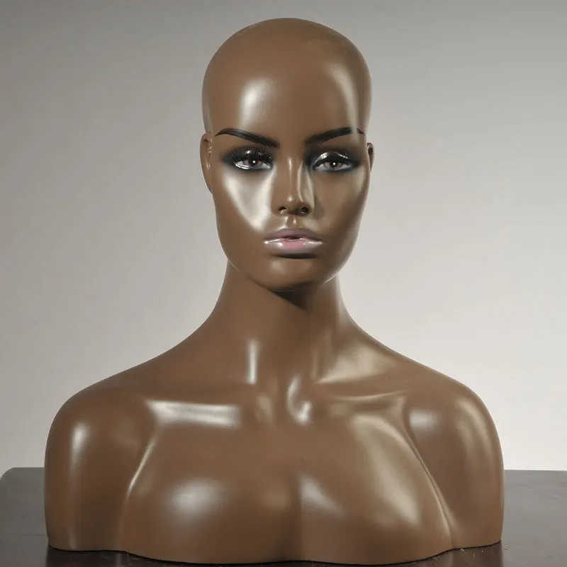 Fiberglass Realistic Black Mannequin Head Bust 