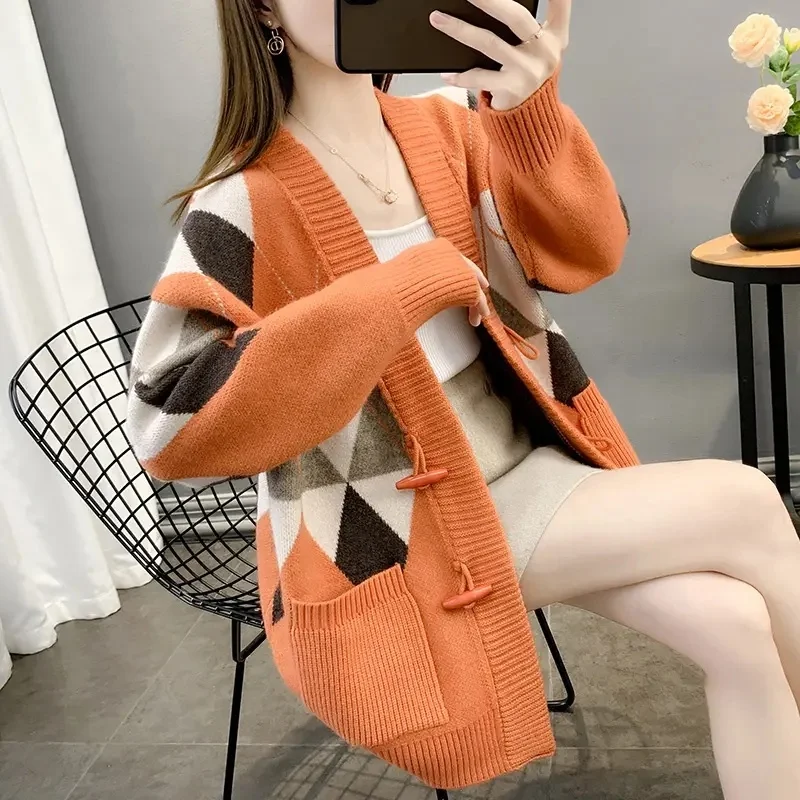 Loose Cardigan Coats Women Vintage Knit Sweaters Woman Clothes Long Sleeve Turtleneck Sweater Knitted Clothes For Women