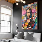 Picture Mona Lisa Street Graffiti Art Painting Funny Canvas Painting POP Wall Art Picture For Living Room Home Decor