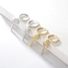 Pave Trendy Jewelry Fashion 925 Silver Pave Zircon Coconut Palm Tree Hoop Earring