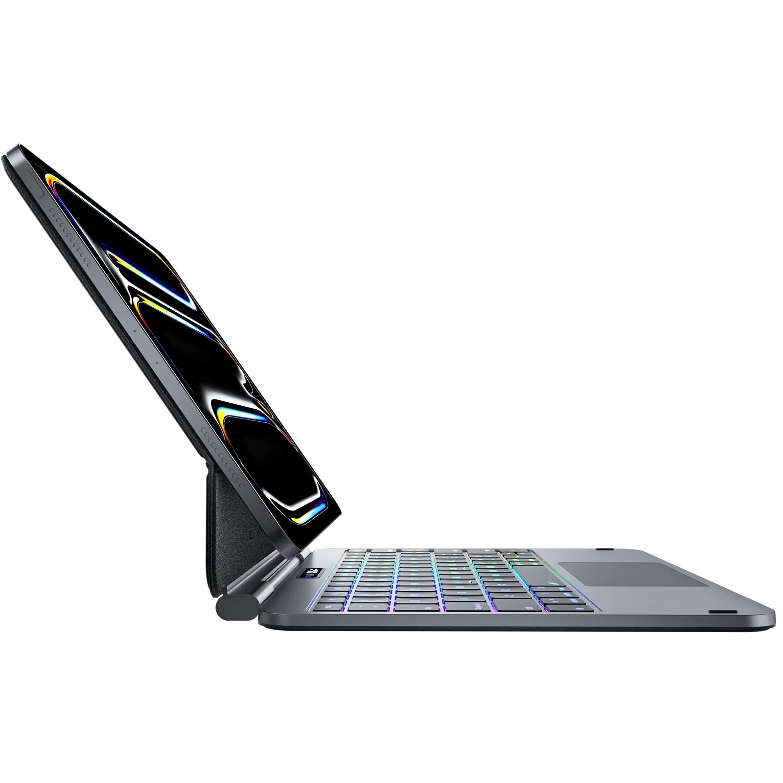 product laudtec for ipad pro 11 inch m5 2025 wireless keyboard case with 7 rgb backlight touchpad adjustable stand ultra thin black-9
