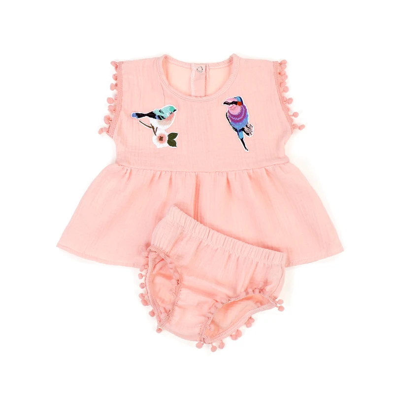 Custom Cute Baby Clothing Baby Girls Clothing Set Summer Sleeveless Shirt +Shorts 2pcs Set
