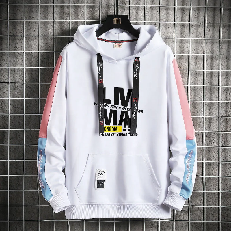 Men's Graphic Print Long Sleeve Drawstring Hoodie Pullover Sweatshirt