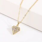 Gold Pendant Fashion Jewelry For Women's Beautiful Crystal Gold Chain Diamond Shaped Pendant Necklace